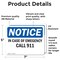 Signmission In Case Of Emergency Call 911, 7 in W x Rectangle, Vinyl Decal OS-2PACK-NS-D-57-L-13652 - alternate 2